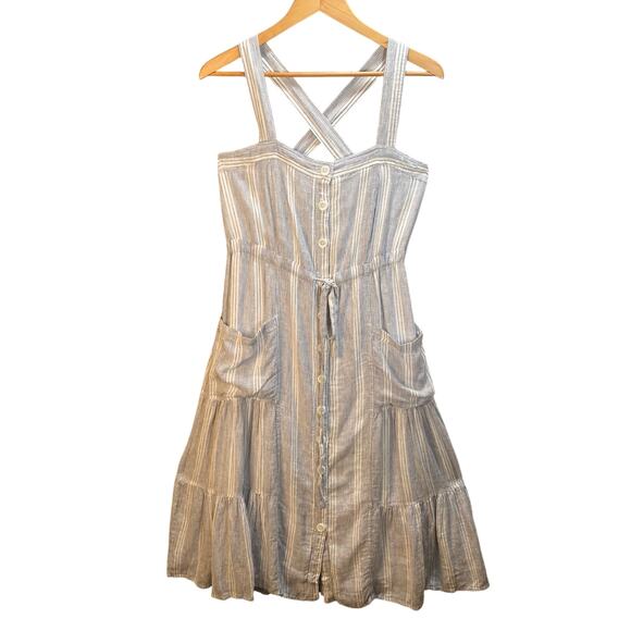 Rails Midi Dress Small Striped Button Down Sleeveless Sundress Coastal Preppy - Picture 1 of 11